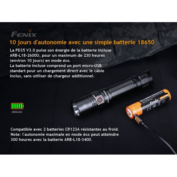 Lampe Fenix PD36R V2.0 1700 Lumens - lampe torche tactique rechargeable