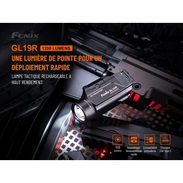 Lampe tactique Fenix GL19R - Haute Puissance & Rechargeable